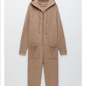 Zara hooded knit jumpsuit